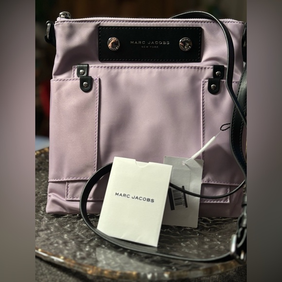 NWT Marc Jacobs Wisteria Lavender Nylon Crossbody Bag • Adjustable Black Strap - Picture 12 of 16
